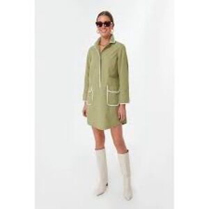 Tuckernuck POMANDER PLACE Perkins Mini Shirt Dress, Moss Green, Size XL